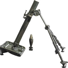 Isolated PNG cutout of a French M2 mortar 60mm from World War IIon a transparent background, ideal for photobashing, matte-painting, concept art
