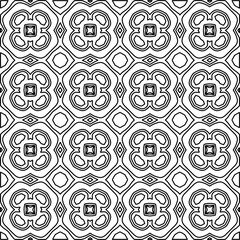 Stylish texture with figures from lines.
Abstract geometric black and white pattern for web page, textures, card, poster, fabric, textile. Monochrome graphic repeating design. 