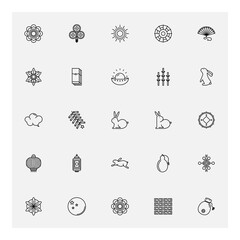 Chinese new year vector illustration,year of the rabbit banner template design icons set