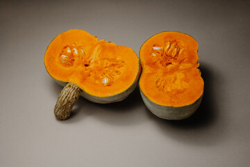 cut pumpkin on a plate