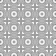 Stylish texture with figures from lines.
Abstract geometric black and white pattern for web page, textures, card, poster, fabric, textile. Monochrome graphic repeating design. 