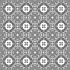 Stylish texture with figures from lines.
Abstract geometric black and white pattern for web page, textures, card, poster, fabric, textile. Monochrome graphic repeating design. 