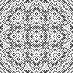 Stylish texture with figures from lines.
Abstract geometric black and white pattern for web page, textures, card, poster, fabric, textile. Monochrome graphic repeating design. 