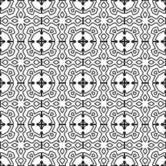 Stylish texture with figures from lines.
Abstract geometric black and white pattern for web page, textures, card, poster, fabric, textile. Monochrome graphic repeating design. 