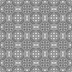 Stylish texture with figures from lines.
Abstract geometric black and white pattern for web page, textures, card, poster, fabric, textile. Monochrome graphic repeating design. 