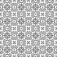 Stylish texture with figures from lines.
Abstract geometric black and white pattern for web page, textures, card, poster, fabric, textile. Monochrome graphic repeating design. 