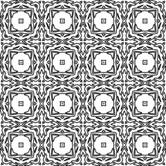 Stylish texture with figures from lines.
Abstract geometric black and white pattern for web page, textures, card, poster, fabric, textile. Monochrome graphic repeating design. 