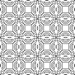 Fototapeta premium Stylish texture with figures from lines. Abstract geometric black and white pattern for web page, textures, card, poster, fabric, textile. Monochrome graphic repeating design. 
