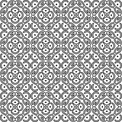 Stylish texture with figures from lines.
Abstract geometric black and white pattern for web page, textures, card, poster, fabric, textile. Monochrome graphic repeating design. 