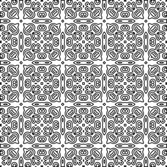 Stylish texture with figures from lines.
Abstract geometric black and white pattern for web page, textures, card, poster, fabric, textile. Monochrome graphic repeating design. 