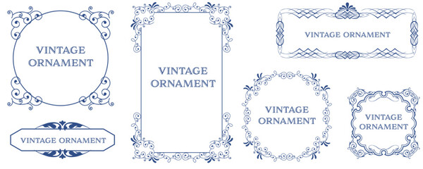set of graphic materials, oriental patterns, arabesque patterns, antiques, decorative borders and vintage frames.