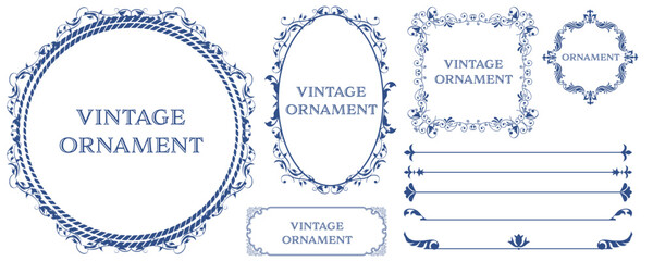 set of graphic materials, oriental patterns, arabesque patterns, antiques, decorative borders and vintage frames.