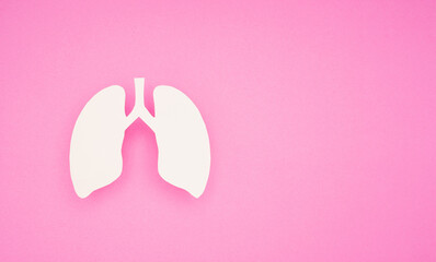 A lung symbol on a pink background with space for text