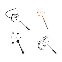 Magic hat and wand icon,logo illustration design