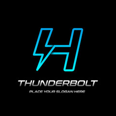 Flash H letter vector logo template. This font with thunder symbol. Logotype. Alphabet suitable for fast, power, electric, identity, moving and speed.