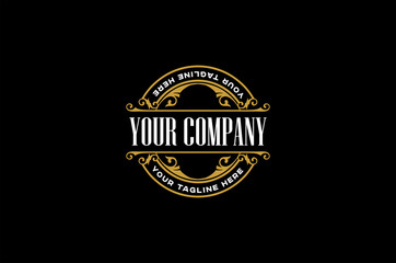 Elegant logo vintage with floral concept