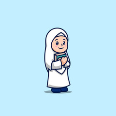 cute girl moslem cartoon illustration