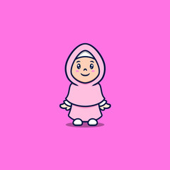 Fototapeta premium cute girl moslem cartoon illustration