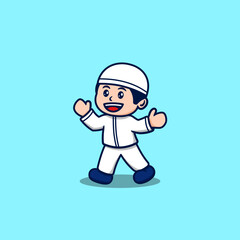 cute boy moslem cartoon illustration