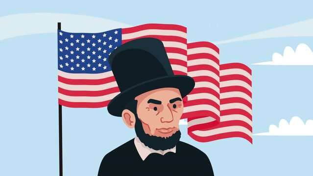 president abraham lincoln with flag waving