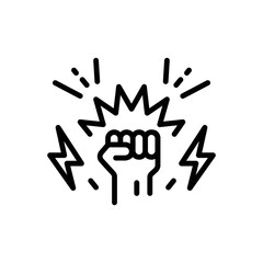 Black line icon for conflicts