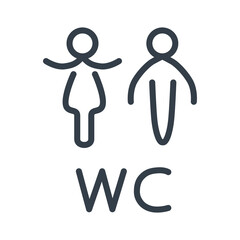 Obraz premium The WC icon. Toilet sign. A pointer with a male and female figure. Vector illustration isolated on a white background for design and web.