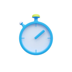 stopwatch 3d icon on white background cartoon minimalist style timekeeping time measurement time management and deadline concept, 3D rendering