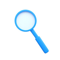 Magnifying glass. Discovery. Research. Search. Analysis concept. 3d vector icon, minimalistic cartoon style on a white background