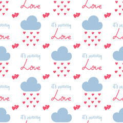 Valentines day vector seamless pattern. Doodle hand drawn illustration of cute romantic love background..