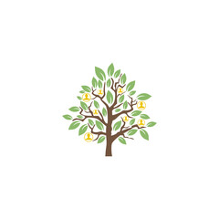 Human Tree Life Logo Design. People and Tree icon isolated on white background