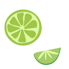 Green lime on white background. Vector cartoon illustration.Vector isolated icon.
