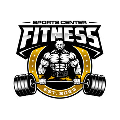Bodybuilding emblem and Gym Logo Design Vector Template