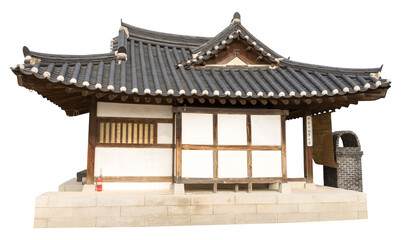 Fototapeta premium Isolated PNG cutout of a traditional and luxurious Korean house on a transparent background, ideal for photobashing, matte-painting, concept art