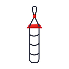 Equipment or gear for climbing flat vector illustration. Safety rope ladder with top shelf on white background. Extreme sports, mountaineering concept