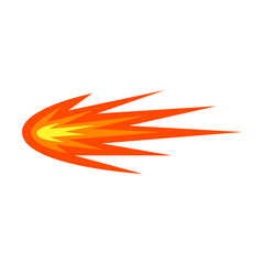 Obraz premium Gunshot on white background cartoon illustration. Orange gun flash with fire, explosive effect or bullet trace. Explosion, weapon, blast, burst concept