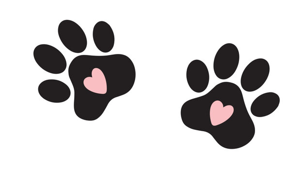 Silhouette of a cat's paw. Paw prints. A dog or cat puppy icon. A trace of a pet.