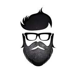 Icon logo of a hipster man with glasses and a big beard. 