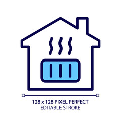 Central heating pixel perfect RGB color icon. Home radiator. Public utility. Thermostat. Electric household appliance. Isolated vector illustration. Simple filled line drawing. Editable stroke