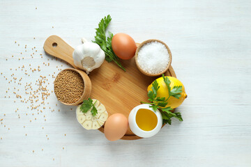 Concept of cooking egg sauce, mayonnaise sauce