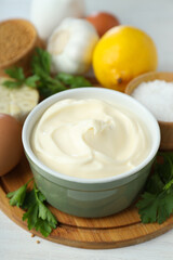 Obraz na płótnie Canvas Concept of cooking egg sauce, mayonnaise sauce