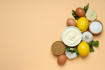 Concept of sauce, mayonnaise, space for text