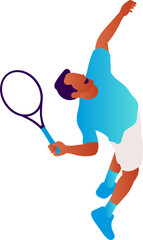 Young man playing tennis on court