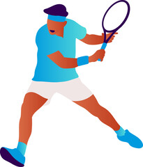 Obraz na płótnie Canvas Young man playing tennis on court