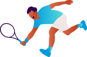 Young man playing tennis on court