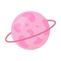 Cute cartoon planet in the night sky, vector illustration. Cartoon drawing of lullaby element for children isolated on white background. Bedtime, childhood, decoration concept