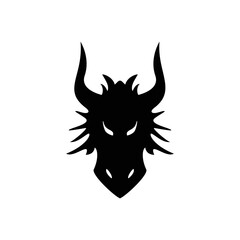 dragon silhouette design. mythology creature sign and symbol.