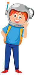 A boy wearing astronaut helmet