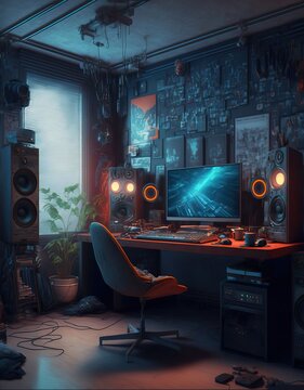 4K resolution or higher, dusty gaming room. Generative AI Technology