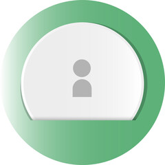 Green round label with people icons