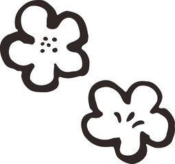 筆で描いたももの花のイラスト